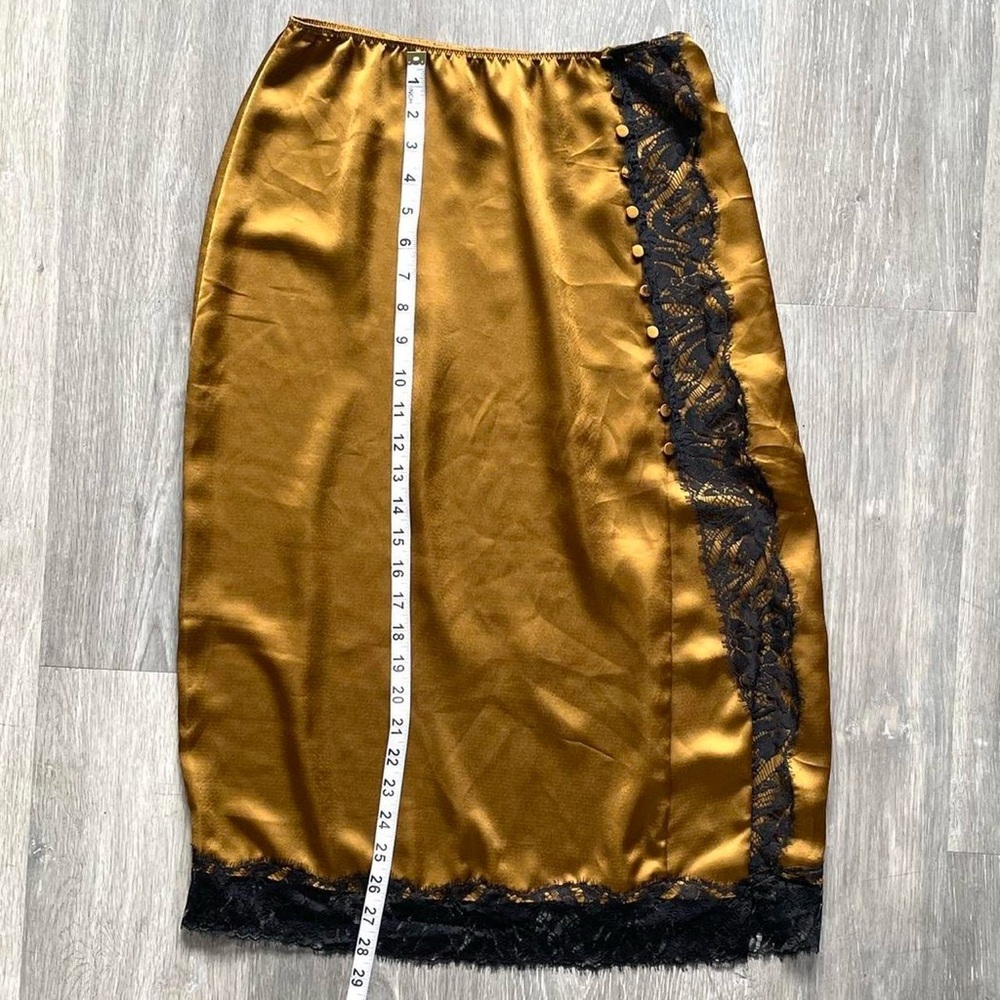 Victoria’s Secret Satin Lace Trim Midi pencil Skirt – Gold & Black - Picture 7 of 7
